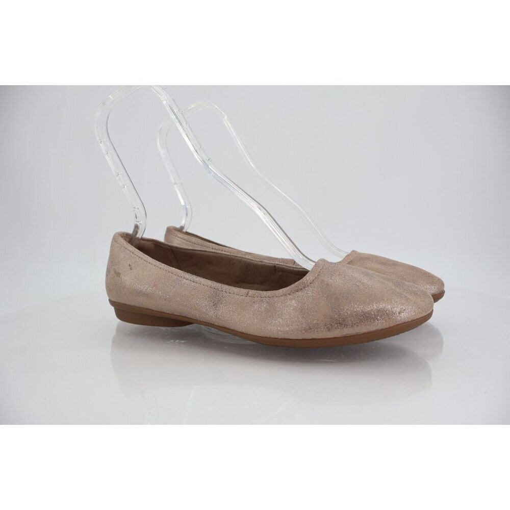 Clarks Women's Flat Size 10 Slip On Ballet Shoe Gold Metallic Leather Comfy